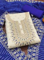 Chanderi Blue Festival Wear Codding Work Dress Material